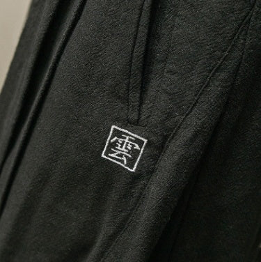 Cotton And Linen Harlan Embroidered Lantern Trousers For Men With Wide Legs