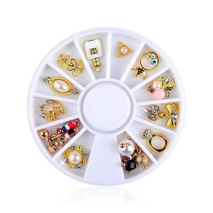 1 Wiel 3D Charm Legering Rhinestones Naelkunsversierings Parfuum Bottel Strik Blomme Driehoek DIY Naeljuweliersware Benodigdhede