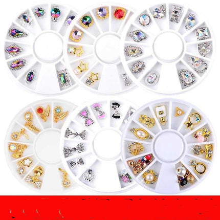 1 Wiel 3D Charm Legering Rhinestones Naelkunsversierings Parfuum Bottel Strik Blomme Driehoek DIY Naeljuweliersware Benodigdhede