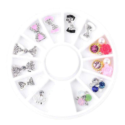 1 Wiel 3D Charm Legering Rhinestones Naelkunsversierings Parfuum Bottel Strik Blomme Driehoek DIY Naeljuweliersware Benodigdhede