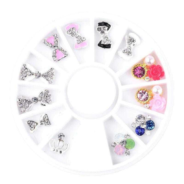 1 Wiel 3D Charm Legering Rhinestones Naelkunsversierings Parfuum Bottel Strik Blomme Driehoek DIY Naeljuweliersware Benodigdhede