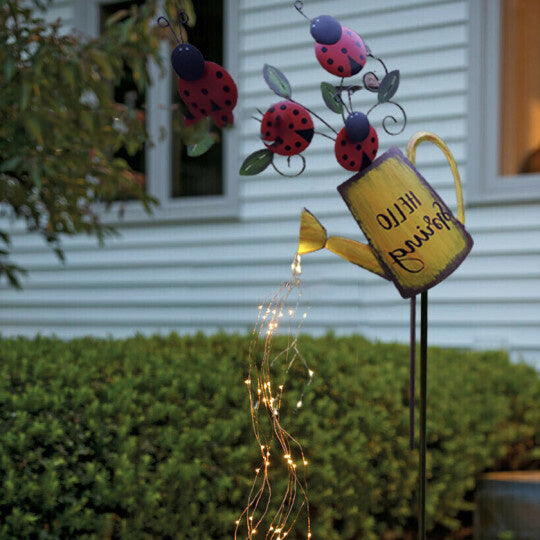 Watering Can Fairy Lights Garden Feature Art Watering Can with Lights for Outdoor Indoor Tree Decoration