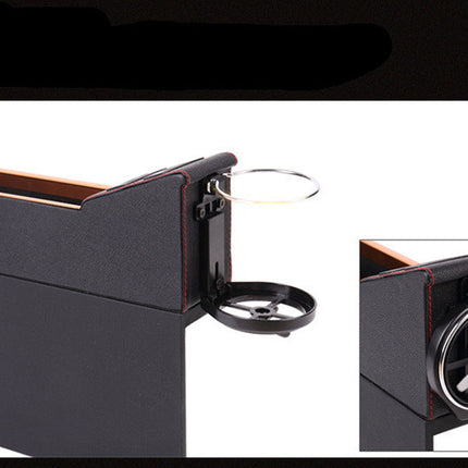 Car Seat Slot Storage Box Multi-Function Cup Holder Coin Box Leather Storage Box with USB Rechargeable