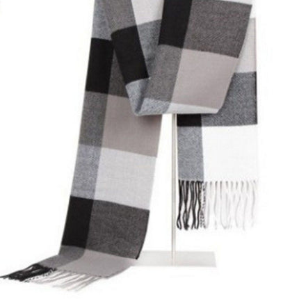 Men'S Wool Scarf Short Winter Warm Thin Neck Scarf Plaid Elderly Middle Aged Youth Leisure