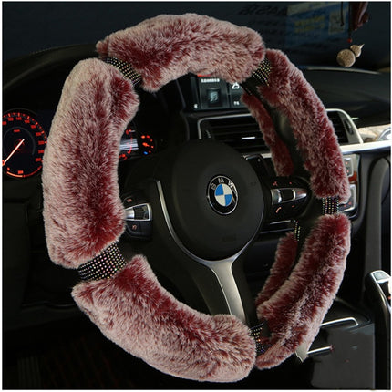 Car Steering Wheel Cover Winter Plush Steering Wheel Cover Korea Diamond Fashion Cute Handle Cover Car Accessories