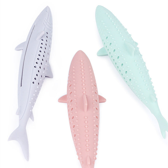 Cat Chewing Shark Funny Cat Stick Mint Clean Teeth Molar Stick Silicone Fish Toy