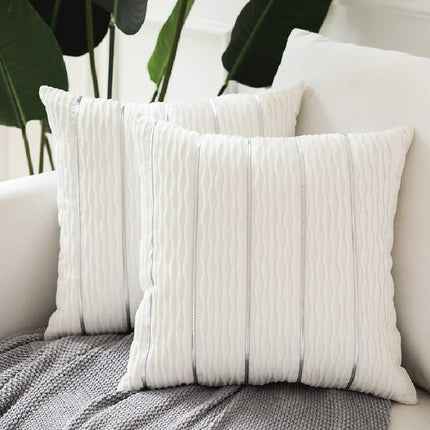 Eenvoudige Luukse Gestreepte Fluweel Kussingsloop Kussing Kussingsloop Kussingstrekke vir Sofa Flanel Fluweel Sofa Kussingsloop