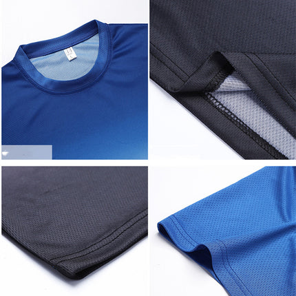 Sports Suit Men'S Round Neck Gradient Short-Sleeved Shorts Quick-Drying Running Casual Two-Piece Suit