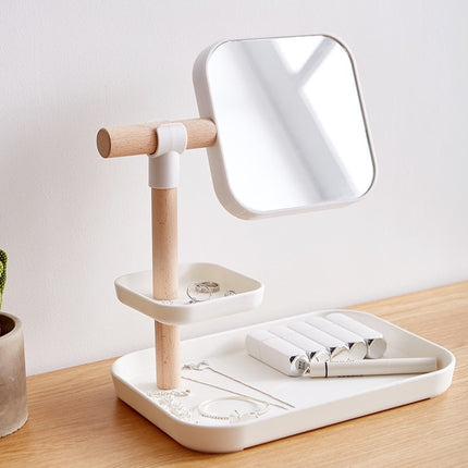Desktop Skoonheidsmiddels Opbergkas Grimeerborsel Lipstiffie Masker Velsorgprodukte Met Spieël Kaptafel Afwerkingrak