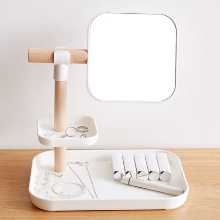 Desktop Skoonheidsmiddels Opbergkas Grimeerborsel Lipstiffie Masker Velsorgprodukte Met Spieël Kaptafel Afwerkingrak