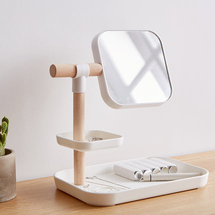 Desktop Skoonheidsmiddels Opbergkas Grimeerborsel Lipstiffie Masker Velsorgprodukte Met Spieël Kaptafel Afwerkingrak