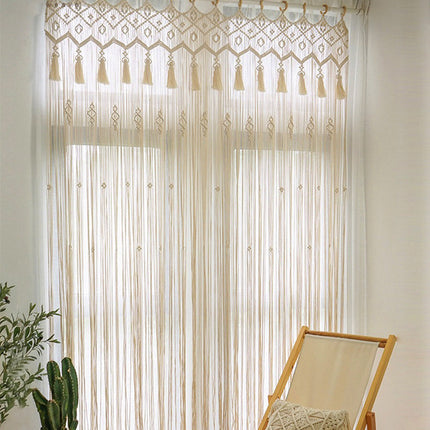 Perforated Nordic Woven Shading Light Tassel Partition Curtain Sliding Curtain