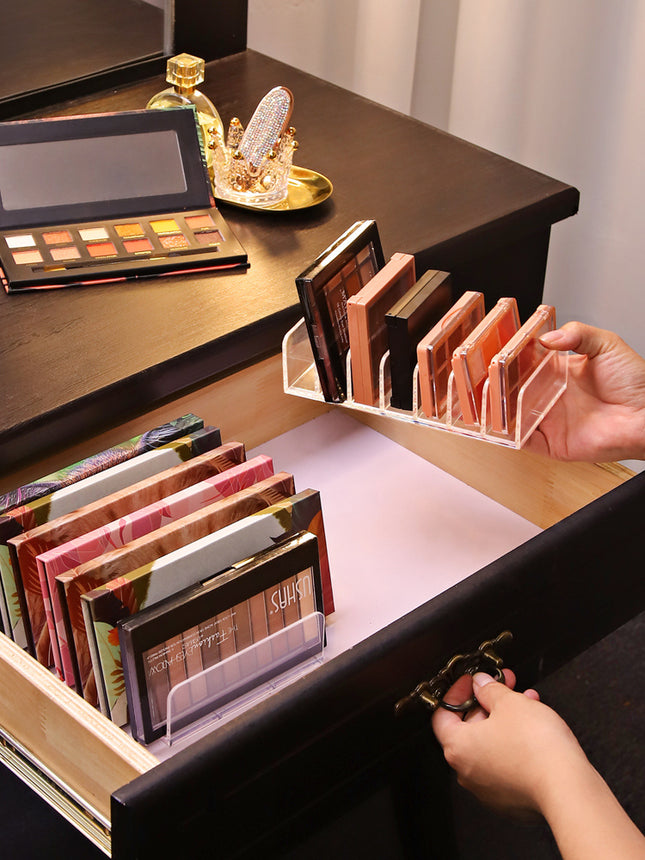 Eyeshadow Tray Storage Box Powder Cake Drawer Compartment Transparent Plastic Desktop Makeup Blush Cosmetics Storage Shelf