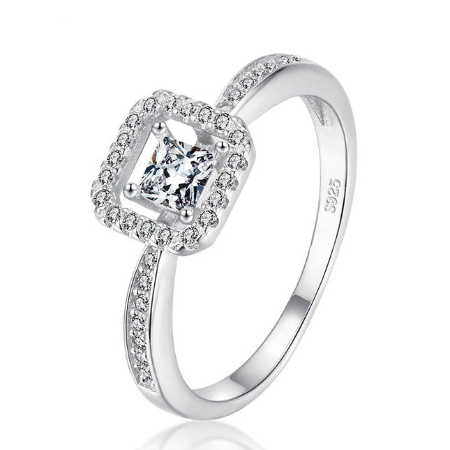 Sterlingsilwer Ring Vroulike Vierkantige Hol Populêre Vroulike Ring
