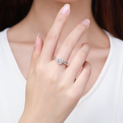 Sterlingsilwer Ring Vroulike Vierkantige Hol Populêre Vroulike Ring