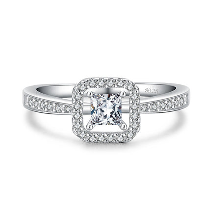 Sterlingsilwer Ring Vroulike Vierkantige Hol Populêre Vroulike Ring