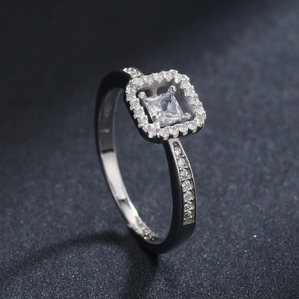 Sterlingsilwer Ring Vroulike Vierkantige Hol Populêre Vroulike Ring