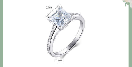 Klassieke Luukse Versilwerde Platinumring Met Diamant