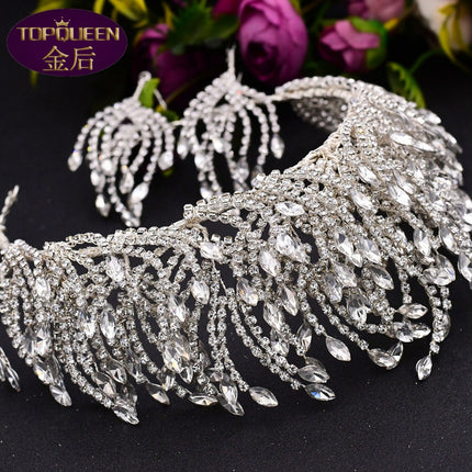 Silwer Hoofbedekking Skoonheid Luukse Rhinestones Kroon Kreatiewe Trou Haar Kroon