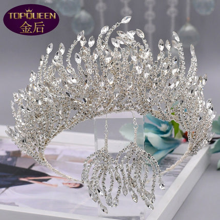 Silwer Hoofbedekking Skoonheid Luukse Rhinestones Kroon Kreatiewe Trou Haar Kroon