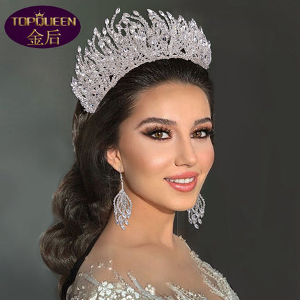 Silwer Hoofbedekking Skoonheid Luukse Rhinestones Kroon Kreatiewe Trou Haar Kroon