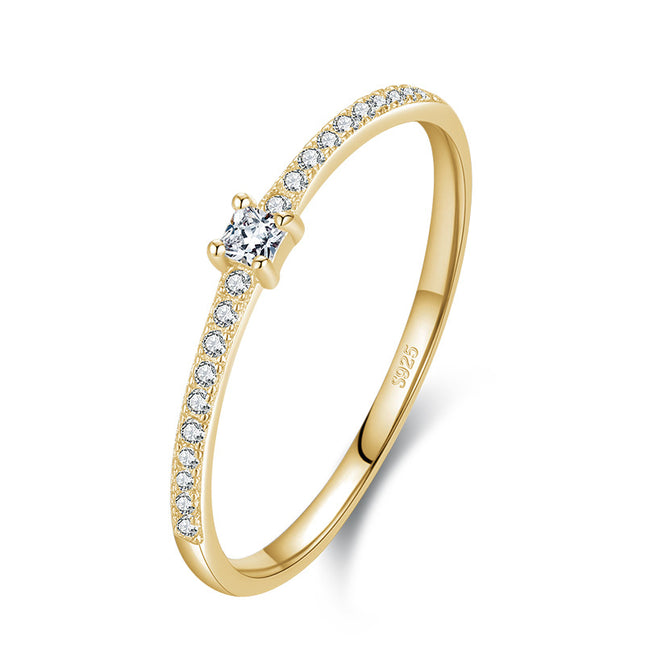 S925 Sterling Silwer Alles-Pas Eenvoudige Koreaanse Nuwerwetse Mikro-Ingelegde Wysesoring Modieuse Juweliersware