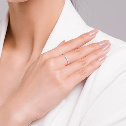 S925 Sterling Silver All-Match Simple Korean Trendy Micro-Inlaid Index Finger Ring Fashion Jewelry