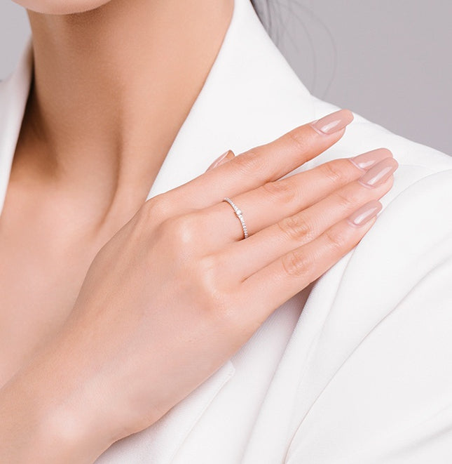 S925 Sterling Silwer Alles-Pas Eenvoudige Koreaanse Nuwerwetse Mikro-Ingelegde Wysesoring Modieuse Juweliersware
