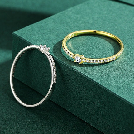 S925 Sterling Silver All-Match Simple Korean Trendy Micro-Inlaid Index Finger Ring Fashion Jewelry