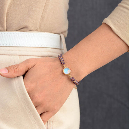 Stone Wrap Bracelets Femme Amethysts Opal String Braided Yoga Friendship Bracelet Bangle Bohemian Jewellery