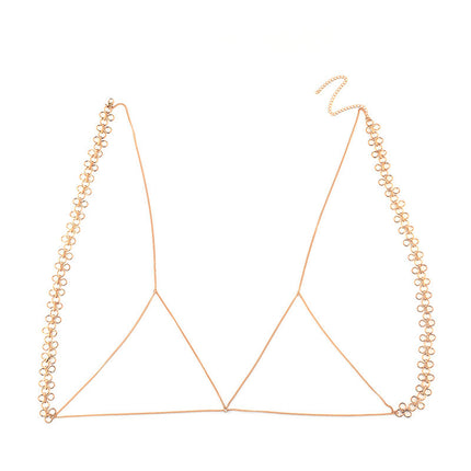 European And American Cross Border Jewelry Knot Metal Body Chest Necklace Female Punk Nightclub Fashion Show Accessories