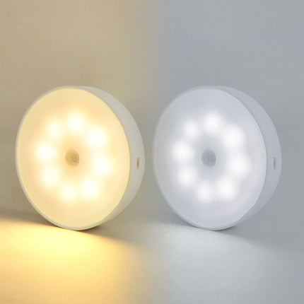 Usb Rechargeable Motion Sensor Light Round Wireless LED Puck Light Kichen Cabinet Lighting Motion Sensor Lamp Night Light