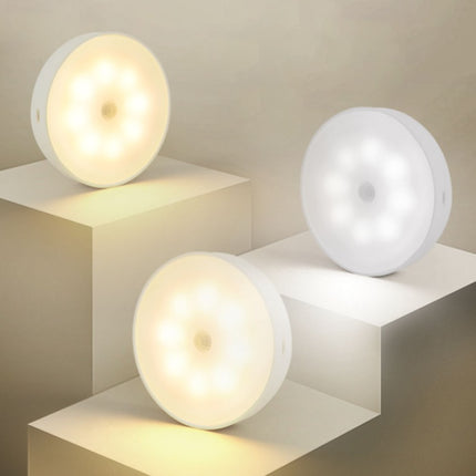 Usb Rechargeable Motion Sensor Light Round Wireless LED Puck Light Kichen Cabinet Lighting Motion Sensor Lamp Night Light
