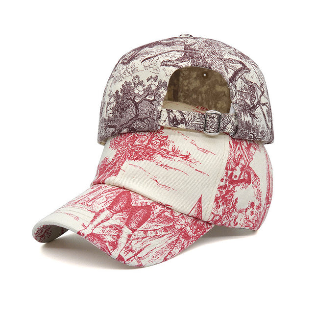 Printed Face Cover Sun-proof Peaked Cap