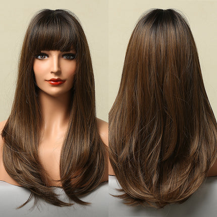 Long Smooth Synthetic Wig With Bangs For Women