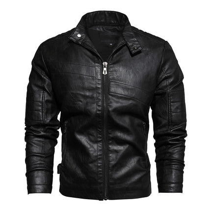 Middle-Aged And Elderly Fall Winter Men'S Leather Pu Jacket Jacket Slim Business Casual Men'S