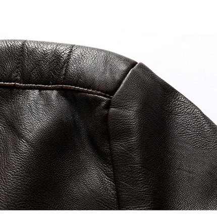 Middle-Aged And Elderly Fall Winter Men'S Leather Pu Jacket Jacket Slim Business Casual Men'S