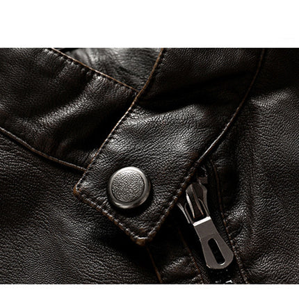 Middle-Aged And Elderly Fall Winter Men'S Leather Pu Jacket Jacket Slim Business Casual Men'S