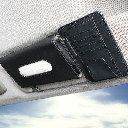 Creative Car Sun Visor Tissue Box With Invoice Folder Bill Clip Card Holder Car Hanging Sunroof Napkin Bag Card Slot