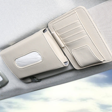 Creative Car Sun Visor Tissue Box With Invoice Folder Bill Clip Card Holder Car Hanging Sunroof Napkin Bag Card Slot