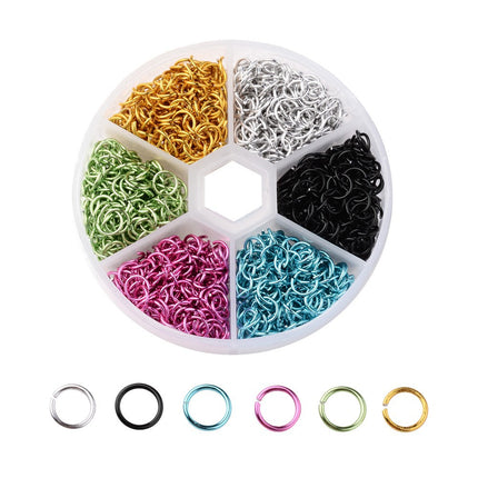 Springringetjie Verbindende Ring Kombinasie Stel Handgemaakte Selfdoen Juweliersware Toebehore 6Mm Kleur Aluminium Ring Oopmaak Ring