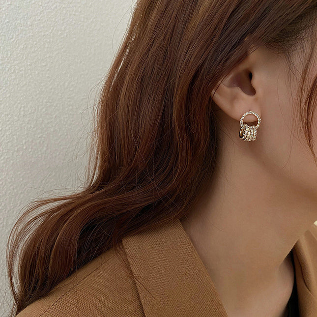 Exquisite Rhinestone Circle Hoop Earrings