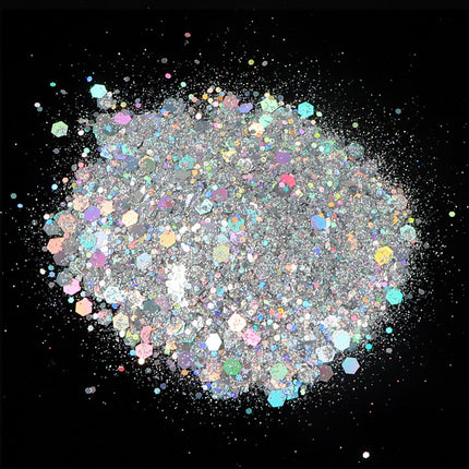 50G Mixed Hexagonal Silver Glitter Laser Sequins Diy Manicure Art Decoration Ten Colors Into
