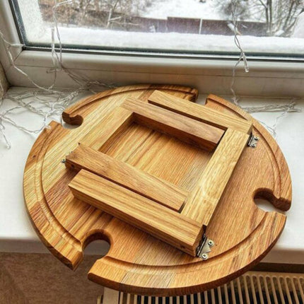 Wooden Outdoor Folding Picnic-table With Glass Holder 2 In 1 Wine Glass Rack Outdoor Wine Table Wooden Table Easy To Carry Wine