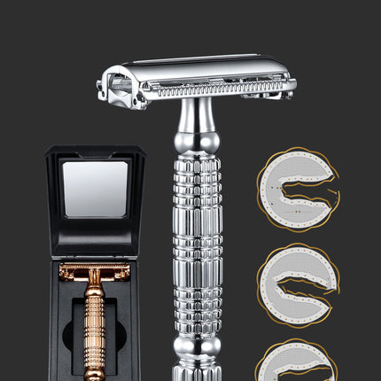 Men's Manual Razor Old-fashioned Beard Shaver Razor Holder Double-sided Blade Type