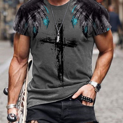 European And American Men's Cross Print T-shirt