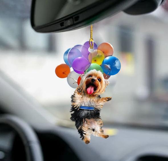 Cartoon Cute Dog Auto Hanging Ornament with Colorful Balloon Parachute Home Accessories Decorations