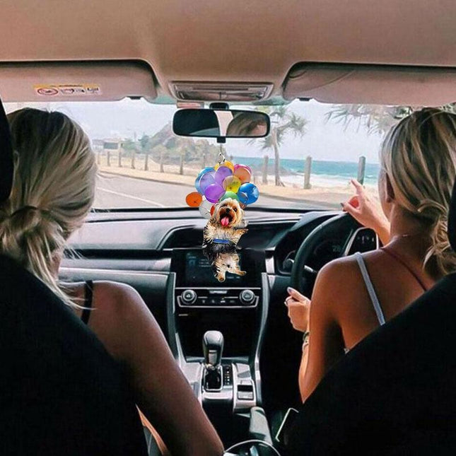 Cartoon Cute Dog Auto Hanging Ornament with Colorful Balloon Parachute Home Accessories Decorations