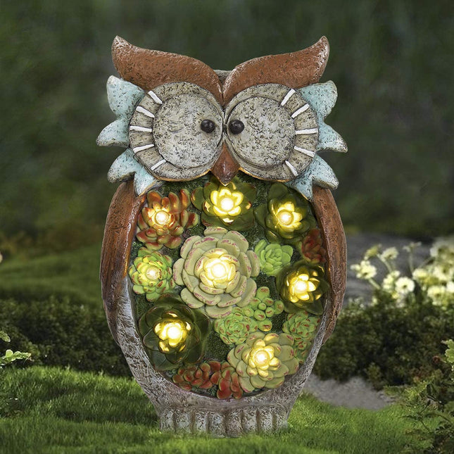 Solar Owl Led Light Outdoor Decorative Light Courtyard Decoration Resin Crafts Courtyard Lawn Night View Gift Lighting Decoration