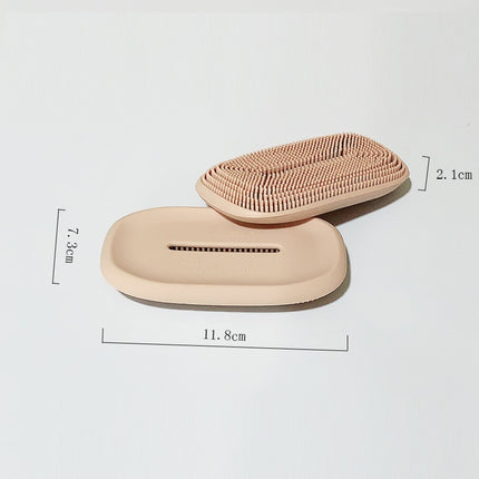 Creativity Double-Sided Silicone Soap Holder Box Flexible Multifunctional Bathroom Kitchen Dish Cleaning Brush Soap Storage Box